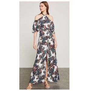 BCBGMAXAZRIA Kelley off the shoulder halter dress.